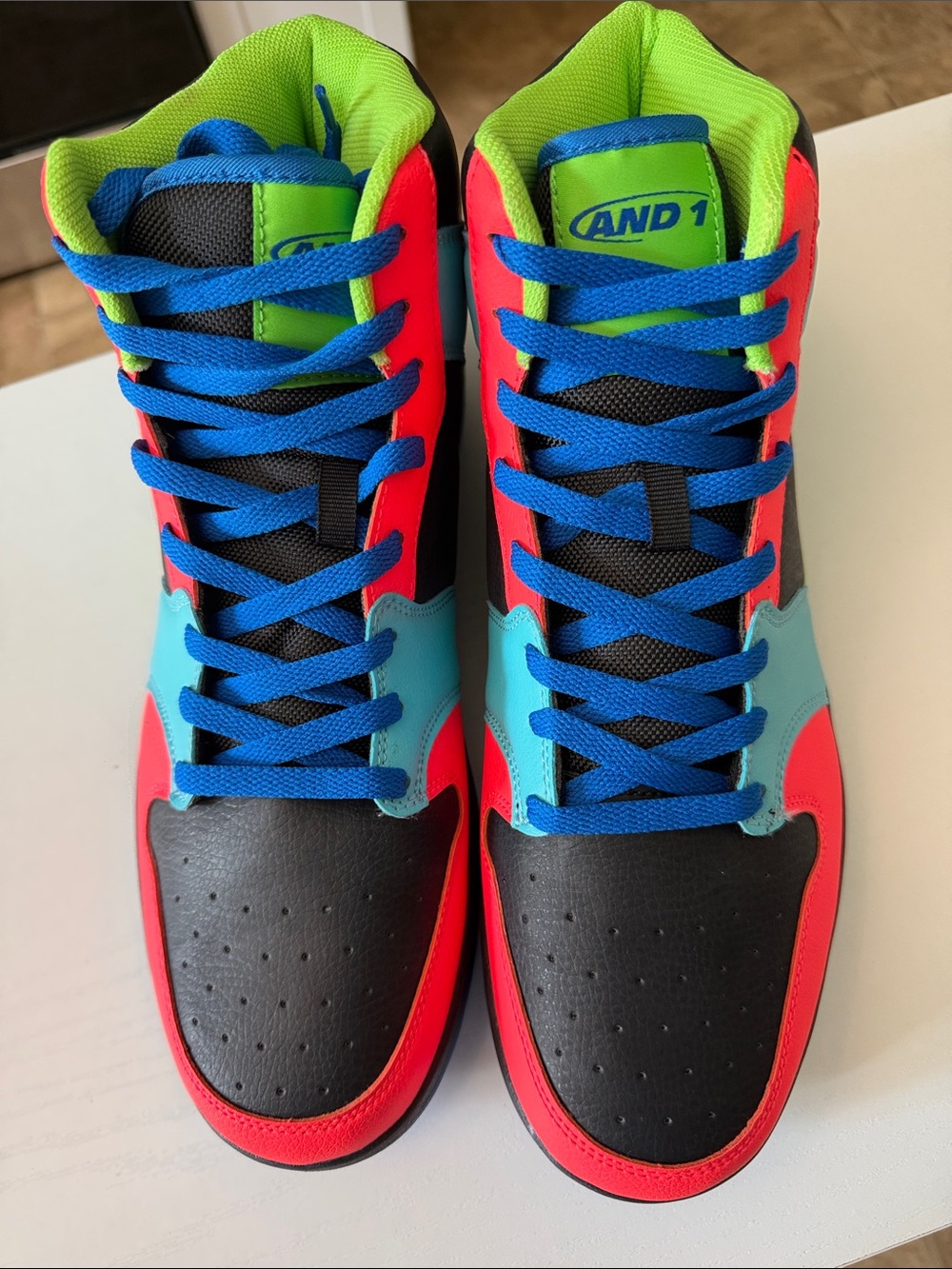 NWOT In Box And1 High-Top Sneakers in Bright Blue,Orange & Black - Picture 2 of 7